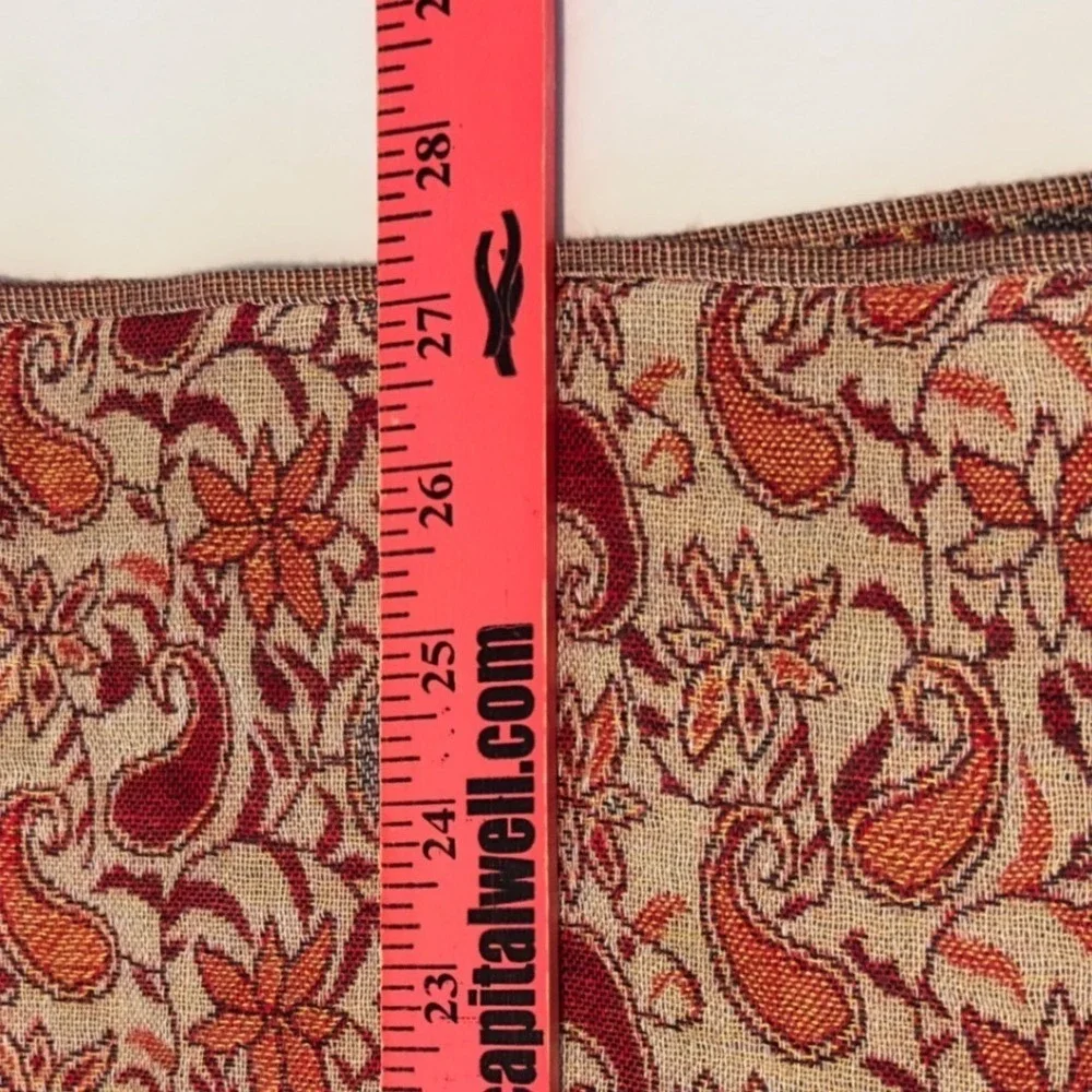 Pashmina Silk Blend Paisley Floral Scarf Wrap Red Orange Fringed Tassel 76x27